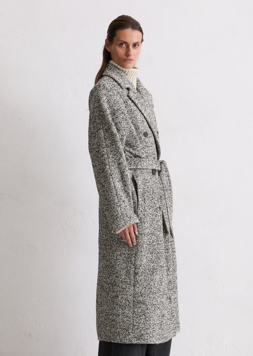 Bouclé wool coat relaxed — Dark Brown
