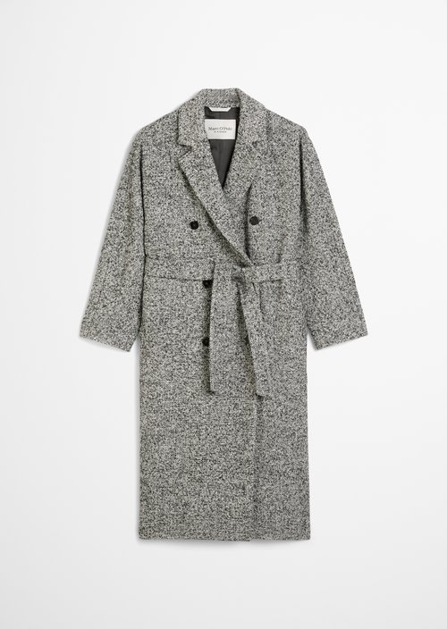 Bouclé wool coat relaxed — Dark Brown