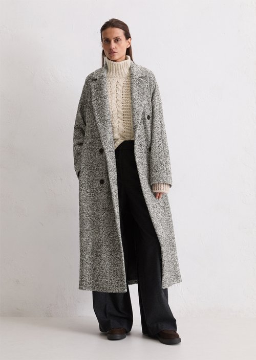 Bouclé wool coat relaxed — Dark Brown