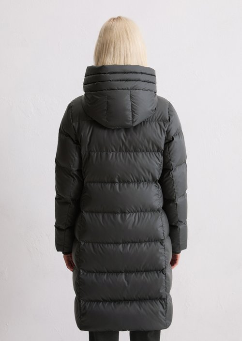 Hooded down coat shaped — Dark Grey Melange (alternate view)