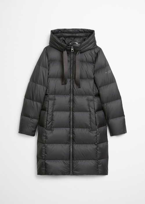 Hooded down coat shaped — Dark Grey Melange