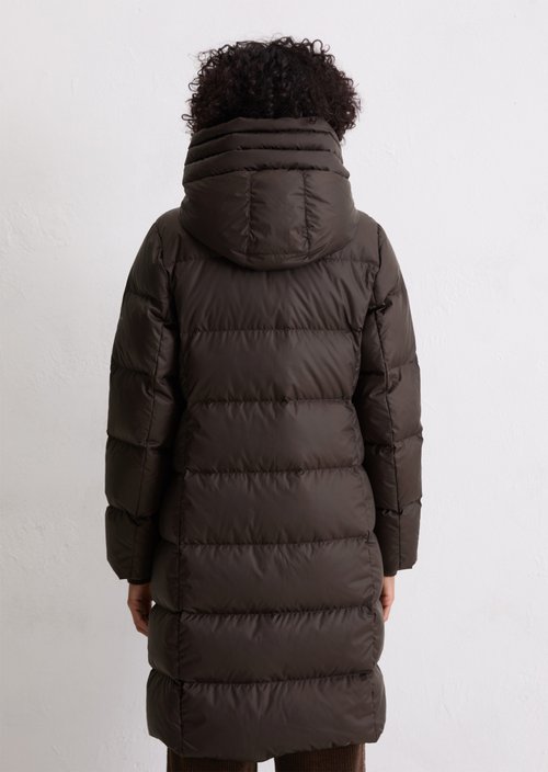 Hooded down coat shaped — Dark Coffee (alternate view)