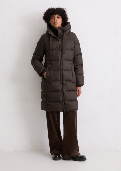 Hooded down coat shaped — Dark Coffee