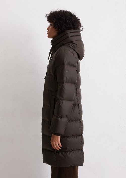 Hooded down coat shaped — Dark Coffee