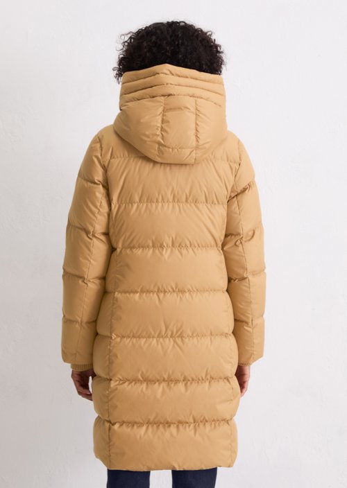 Hooded down coat shaped — Salted Caramel (alternate view)