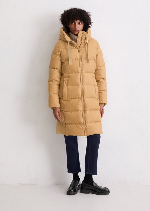 Hooded down coat shaped — Salted Caramel