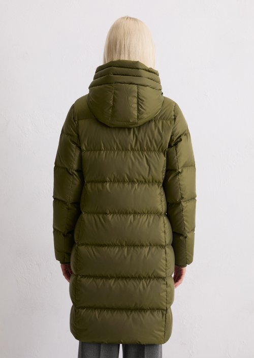 Hooded down coat shaped — Mossy Olive (alternate view)