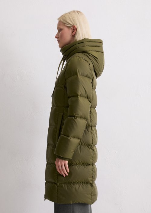 Hooded down coat shaped — Mossy Olive