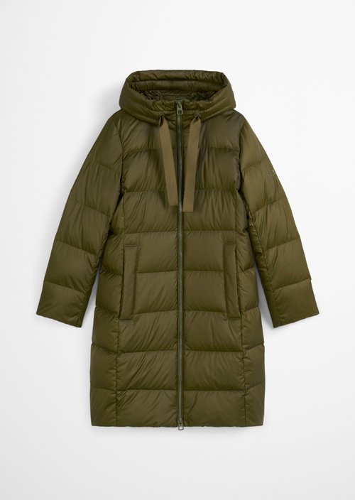 Hooded down coat shaped — Mossy Olive