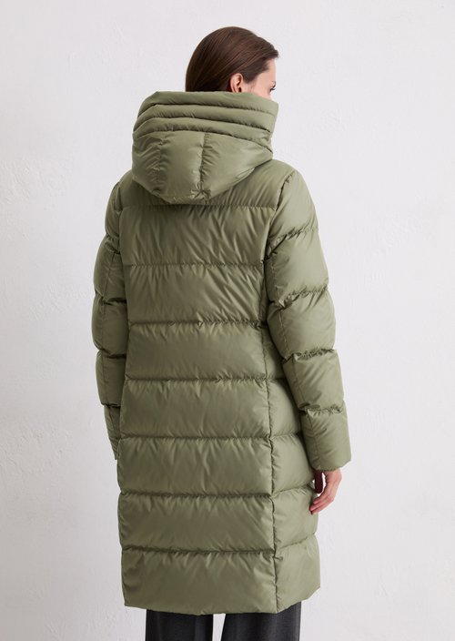 Hooded down coat shaped — Dusty Green (alternate view)