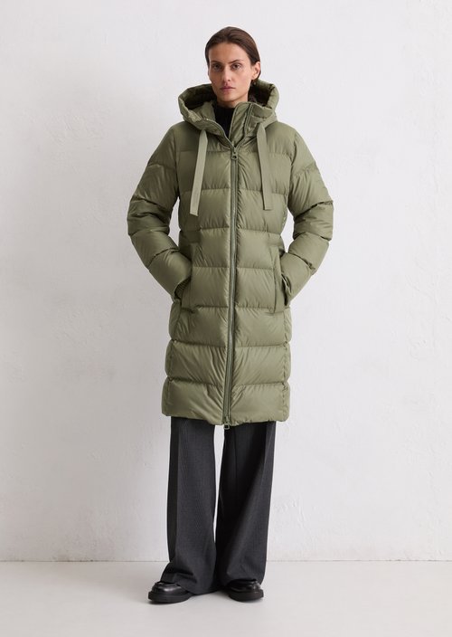 Hooded down coat shaped — Dusty Green