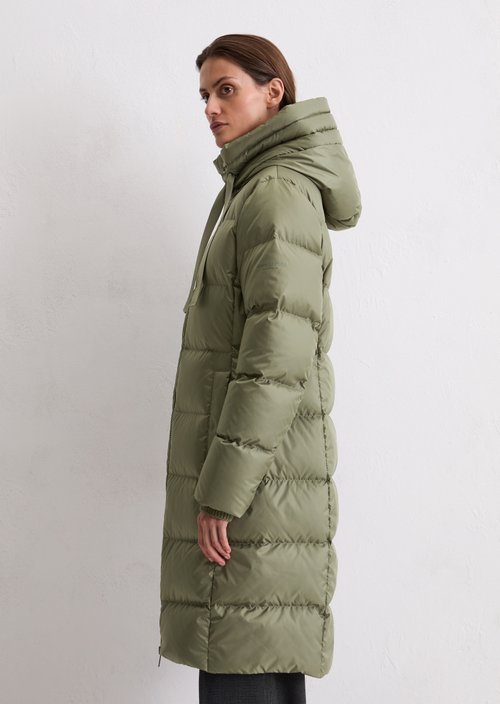 Hooded down coat shaped — Dusty Green