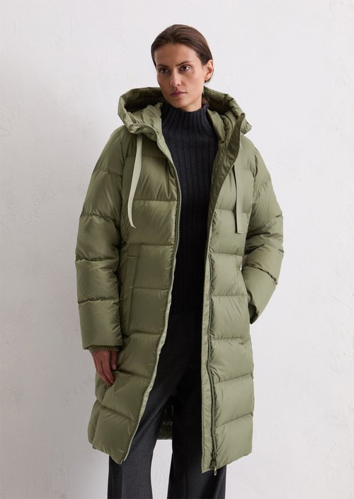 Hooded down coat shaped — Dusty Green