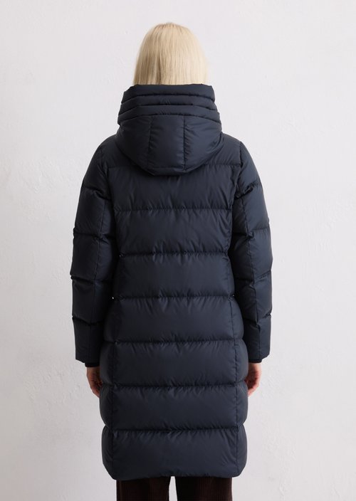 Hooded down coat shaped — Dark Navy (alternate view)