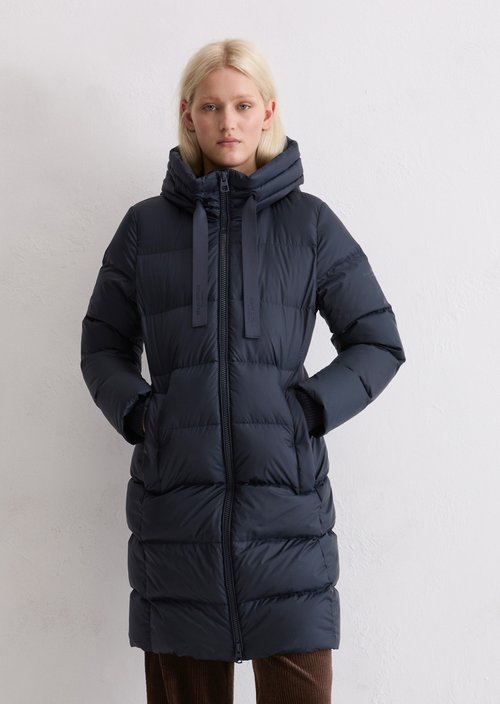 Hooded down coat shaped — Dark Navy