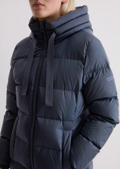 Hooded down coat shaped — Dark Navy