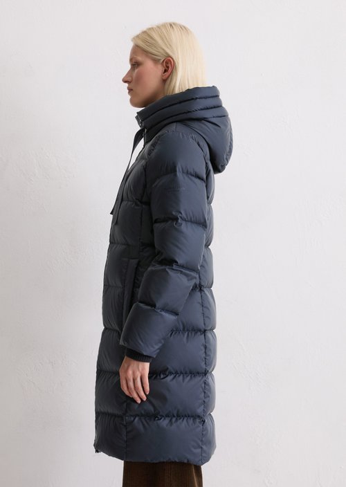 Hooded down coat shaped — Dark Navy