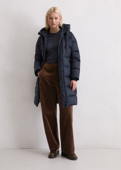 Hooded down coat shaped — Dark Navy