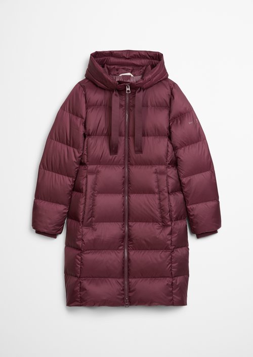 Hooded down coat shaped — Aubergine Red