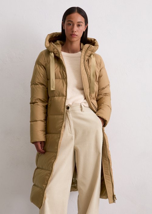 Hooded down coat fitted — Salted Caramel