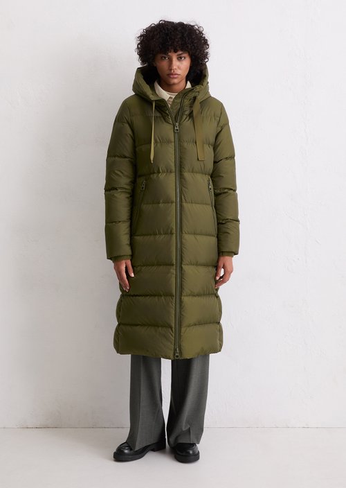 Hooded down coat fitted — Mossy Olive
