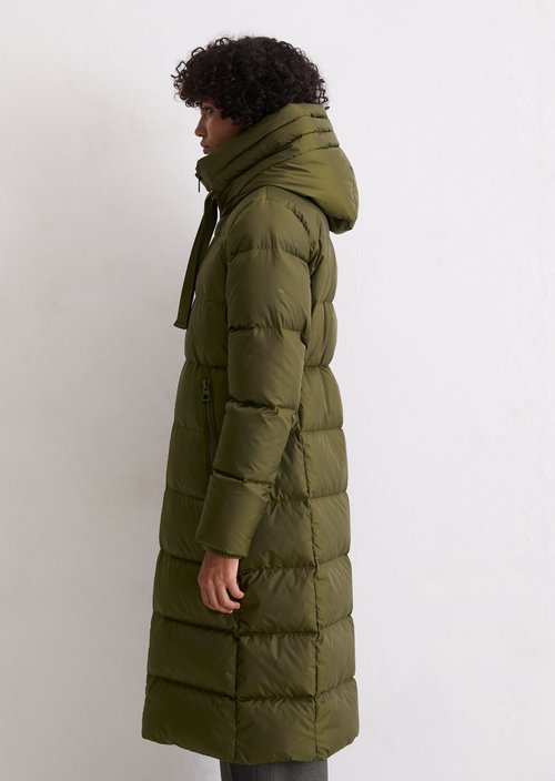 Hooded down coat fitted — Mossy Olive