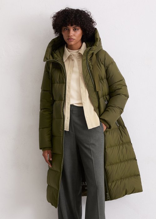 Hooded down coat fitted — Mossy Olive