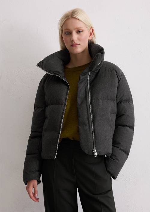 Relaxt dons pufferjack Dark Grey Melange in vooraanzicht