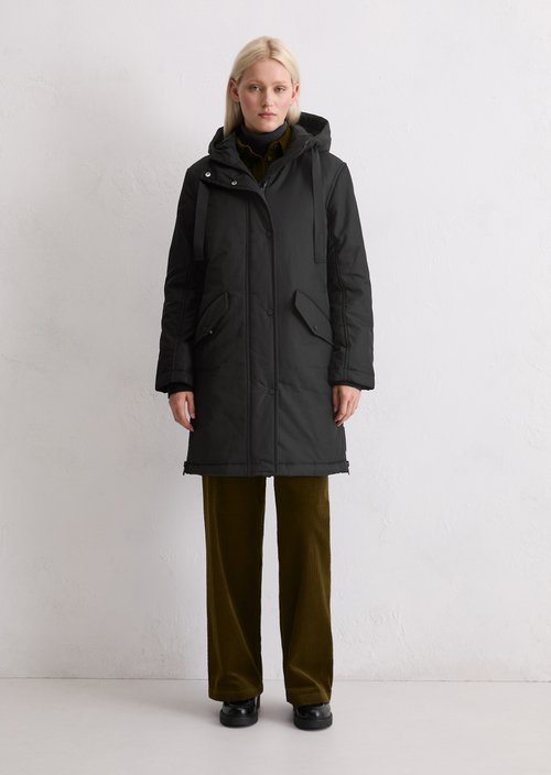 Padded parka jacket fitted — Black
