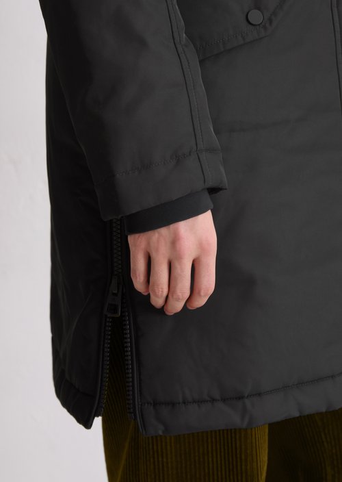 Padded parka jacket fitted — Black