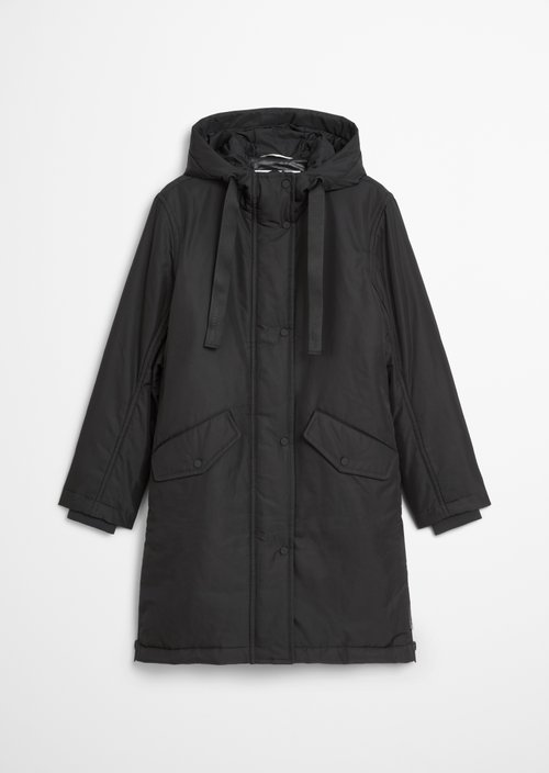Padded parka jacket fitted — Black