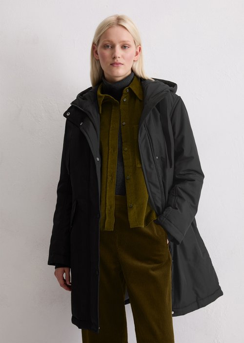 Padded parka jacket fitted — Black