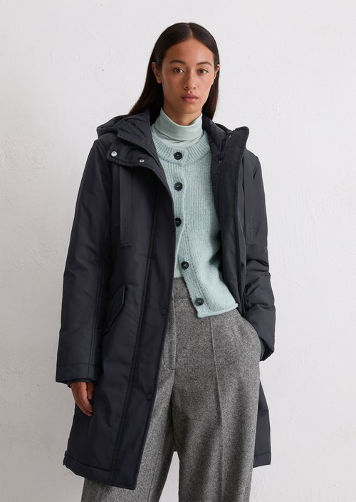 Padded parka jacket fitted — Deep Night Blue
