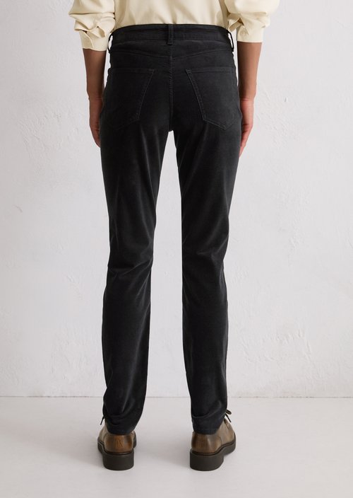 Velvet pants model Alkea slim — Black
