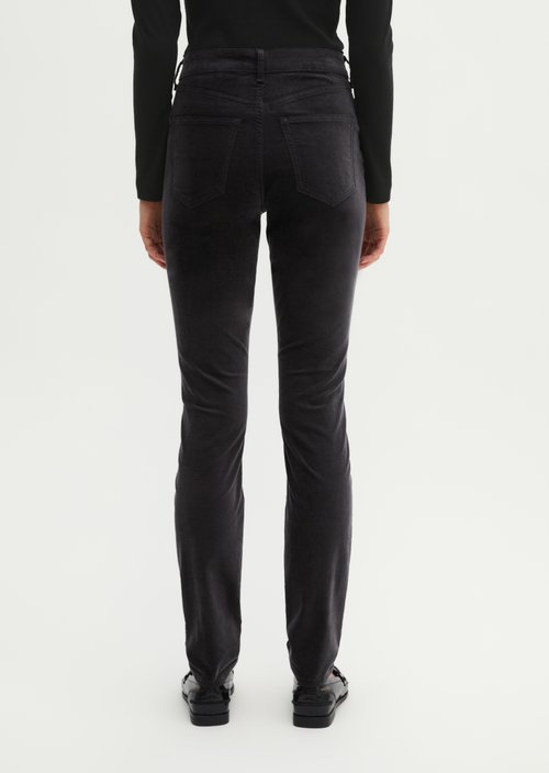 Velvet pants model Alkea slim — Dark Grey Melange