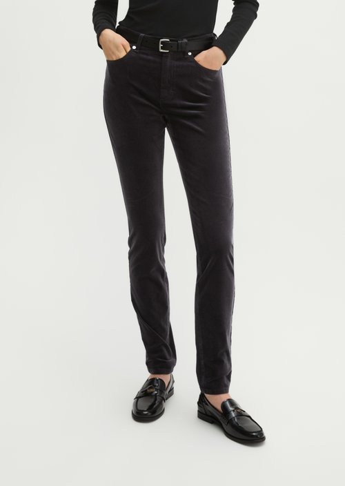 Velvet pants model Alkea slim — Dark Grey Melange