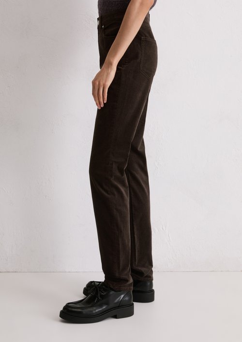 Velvet pants model Alkea slim — Dark Coffee