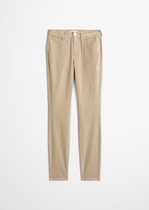 Velvet pants model Alkea slim — Earthy Taupe