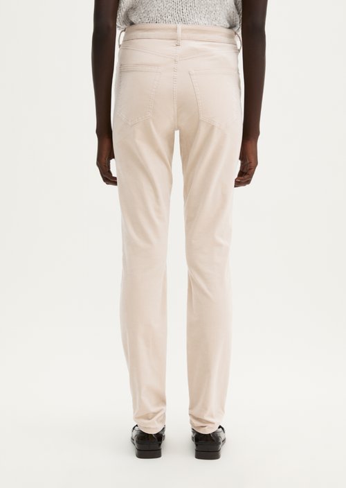 Velvet pants model Alkea slim — Light Oat