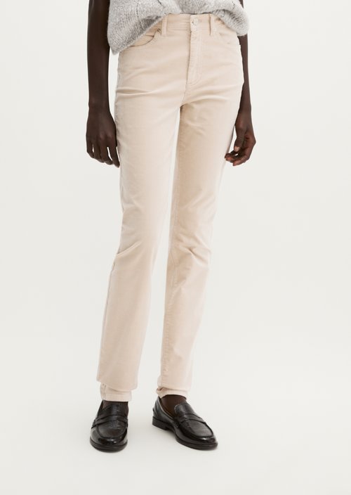 Velvet pants model Alkea slim — Light Oat
