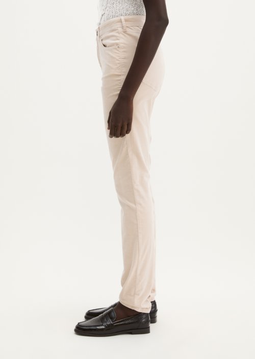 Velvet pants model Alkea slim — Light Oat