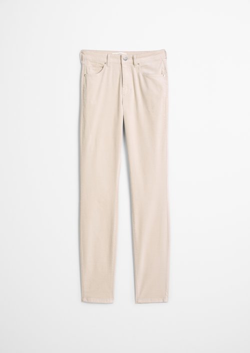 Velvet pants model Alkea slim — Light Oat