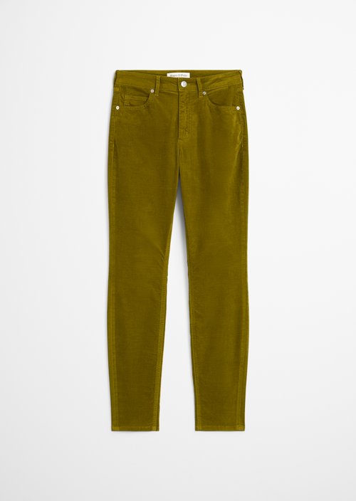Velvet pants model Alkea slim — Deep Pea