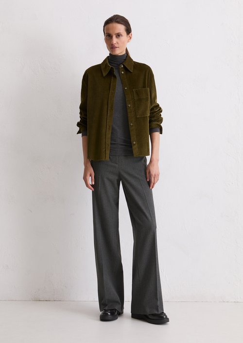 Relaxed fine corduroy blouse — Mossy Olive