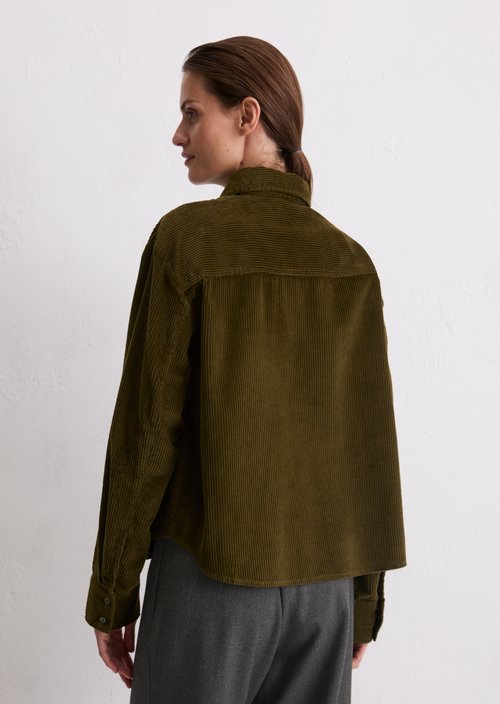 Relaxed fine corduroy blouse — Mossy Olive