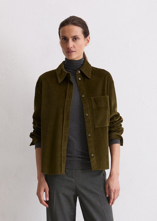 Relaxed fine corduroy blouse — Mossy Olive