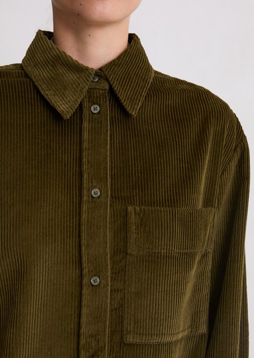 Relaxed fine corduroy blouse — Mossy Olive