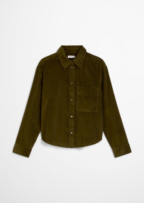 Relaxed fine corduroy blouse — Mossy Olive