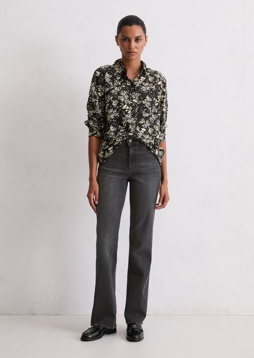 Regular all-over print blouse — Black