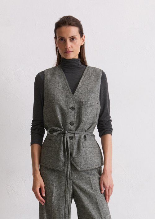 Tweed vest fitted — Black